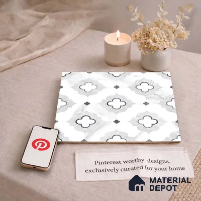 Moroccan Carving Wall & Floor Tile TL 11663 Arabesque Cloud 1 ft x 1 ft Ceramic Carving Matte Finish Tile - 10 mm | Suitable For Bathroom, Dining Area, Kitchen