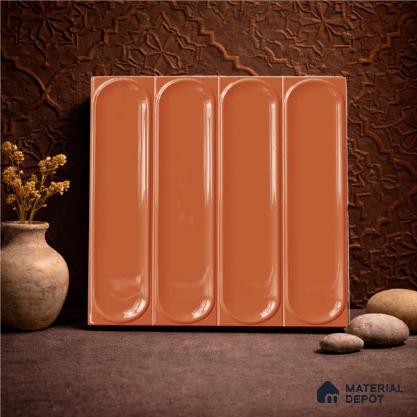 Faux Subway Wall Tile TL 11336 Terra Arch 1 ft x 1 ft Ceramic Glossy Finish Tile - 10 mm | Suitable For Bathroom, Dining Area, Kitchen Backsplash
