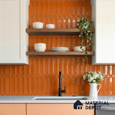 Faux Subway Wall Tile TL 11336 Terra Arch 1 ft x 1 ft Ceramic Glossy Finish Tile - 10 mm | Suitable For Bathroom, Dining Area, Kitchen Backsplash