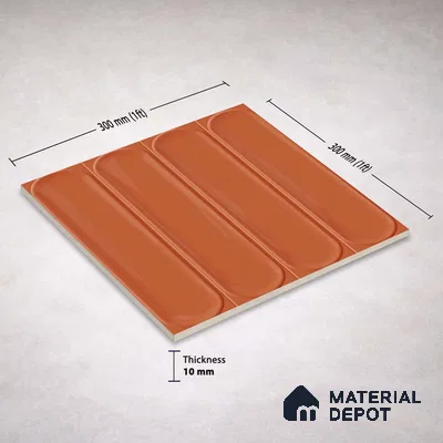 Faux Subway Wall Tile TL 11336 Terra Arch 1 ft x 1 ft Ceramic Glossy Finish Tile - 10 mm | Suitable For Bathroom, Dining Area, Kitchen Backsplash