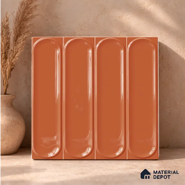 Faux Subway Wall Tile TL 11336 Terra Arch 1 ft x 1 ft Ceramic Glossy Finish Tile - 10 mm | Suitable For Bathroom, Dining Area, Kitchen Backsplash