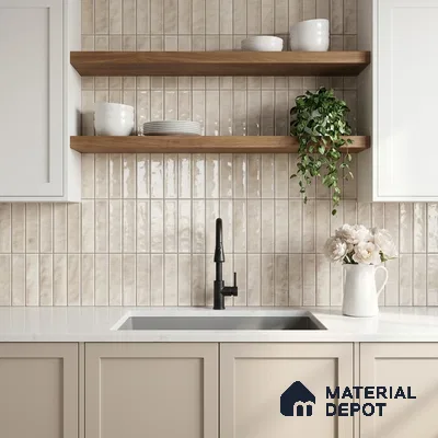 Faux Subway Wall Tile TL 11299 Sable Plank 1 ft x 1 ft Ceramic Glossy Finish Tile - 10 mm | Suitable For Bathroom, Dining Area, Kitchen Backsplash