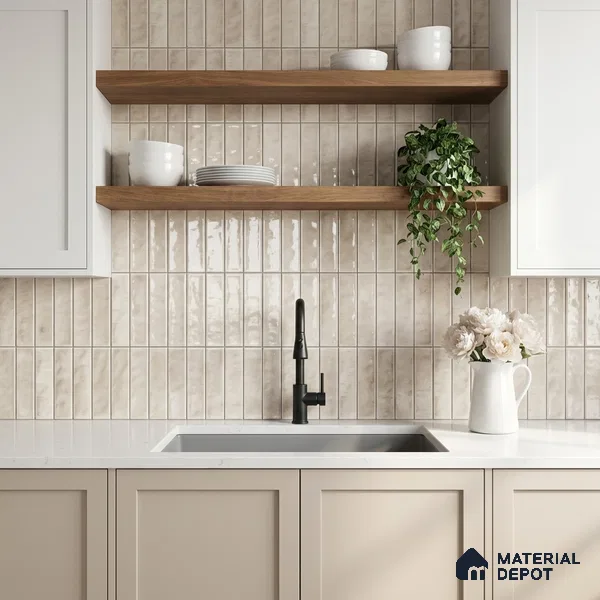 Faux Subway Wall Tile TL 11299 Sable Plank 1 ft x 1 ft Ceramic Glossy Finish Tile - 10 mm | Suitable For Bathroom, Dining Area, Kitchen Backsplash