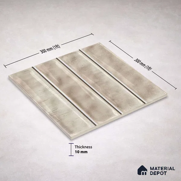 Faux Subway Wall Tile TL 11299 Sable Plank 1 ft x 1 ft Ceramic Glossy Finish Tile - 10 mm | Suitable For Bathroom, Dining Area, Kitchen Backsplash