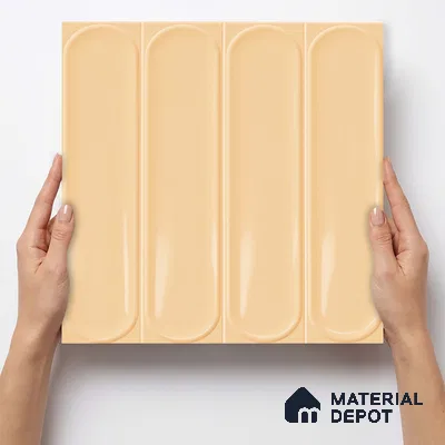 Faux Subway Wall Tile TL 11332 Amber Flute 1 ft x 1 ft Ceramic Glossy Finish Tile - 10 mm | Suitable For Bathroom, Dining Area, Kitchen Backsplash