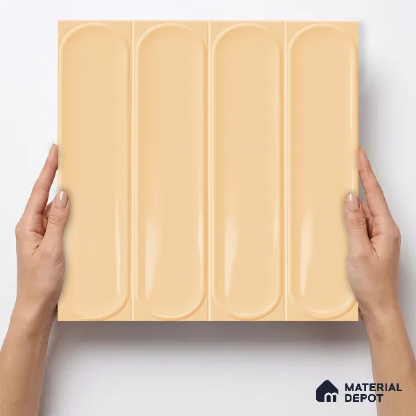 Faux Subway Wall Tile TL 11332 Amber Flute 1 ft x 1 ft Ceramic Glossy Finish Tile - 10 mm | Suitable For Bathroom, Dining Area, Kitchen Backsplash