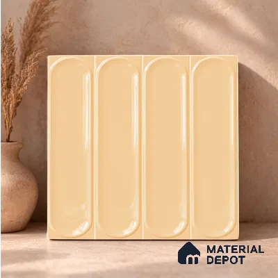 Faux Subway Wall Tile TL 11332 Amber Flute 1 ft x 1 ft Ceramic Glossy Finish Tile - 10 mm | Suitable For Bathroom, Dining Area, Kitchen Backsplash