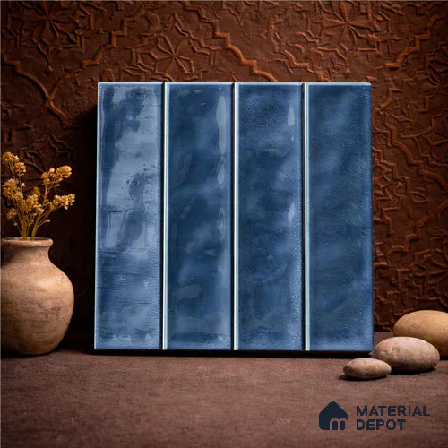 Faux Subway Wall Tile TL 11298 Indigo Plank 1 ft x 1 ft Ceramic Glossy Finish Tile - 10 mm | Suitable For Bathroom, Balcony & Kitchen Backsplash