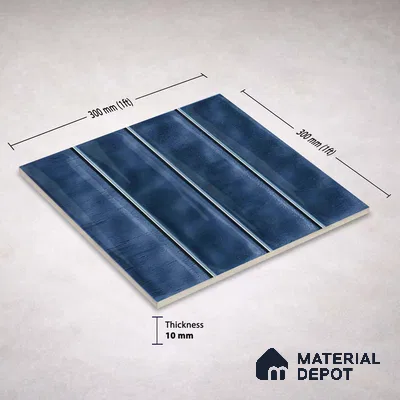 Faux Subway Wall Tile TL 11298 Indigo Plank 1 ft x 1 ft Ceramic Glossy Finish Tile - 10 mm | Suitable For Bathroom, Dining Area, Kitchen Backsplash