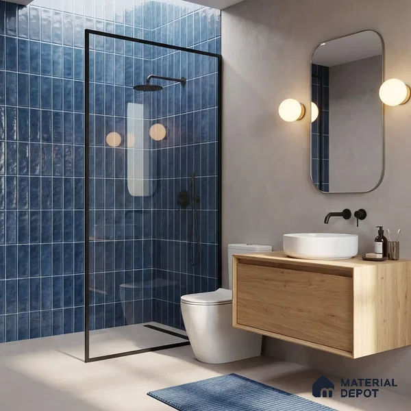 Faux Subway Wall Tile TL 11298 Indigo Plank 1 ft x 1 ft Ceramic Glossy Finish Tile - 10 mm | Suitable For Bathroom, Dining Area, Kitchen Backsplash