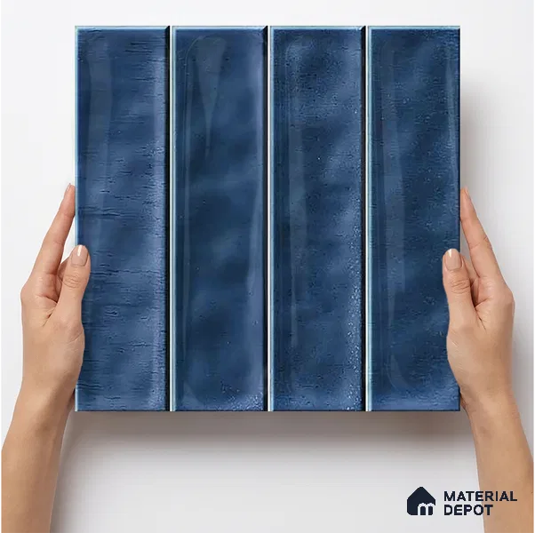 Faux Subway Wall Tile TL 11298 Indigo Plank 1 ft x 1 ft Ceramic Glossy Finish Tile - 10 mm | Suitable For Bathroom, Dining Area, Kitchen Backsplash