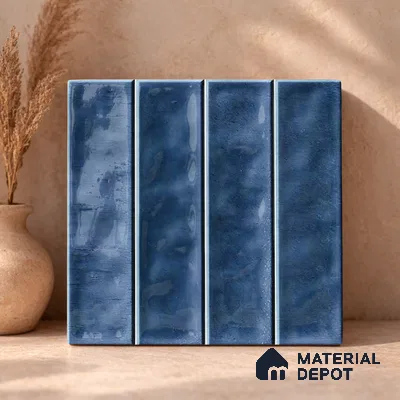 Faux Subway Wall Tile TL 11298 Indigo Plank 1 ft x 1 ft Ceramic Glossy Finish Tile - 10 mm | Suitable For Bathroom, Dining Area, Kitchen Backsplash
