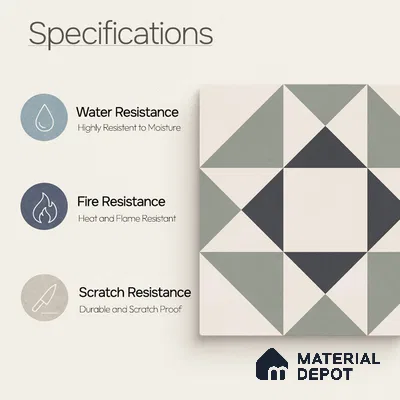 Moroccan Wall & Floor Carpet Center Tile TL 11170 Geometric Sage 1 ft x 1 ft Ceramic Matte Finish Tile - 10 mm | Suitable For Kitchen, Bathroom, Balcony