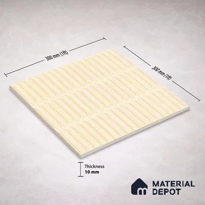 Faux Kitkat Subway Wall Tile TL 11309 Ivory Arrowline 1 ft x 1 ft Ceramic Glossy Finish Tile - 10 mm | Suitable For Bathroom, Dining Area, Kitchen Backsplash