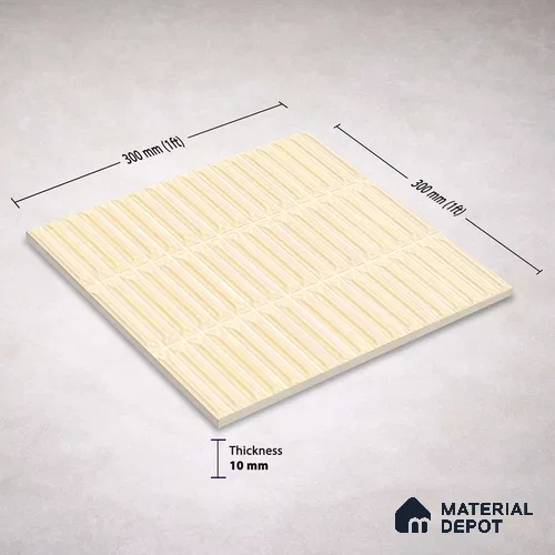 Faux Kitkat Subway Wall Tile TL 11309 Ivory Arrowline 1 ft x 1 ft Ceramic Glossy Finish Tile - 10 mm | Suitable For Bathroom, Balcony & Kitchen Backsplash