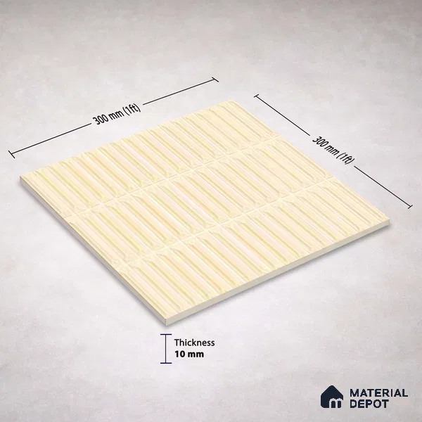 Faux Kitkat Subway Wall Tile TL 11309 Ivory Arrowline 1 ft x 1 ft Ceramic Glossy Finish Tile - 10 mm | Suitable For Bathroom, Dining Area, Kitchen Backsplash
