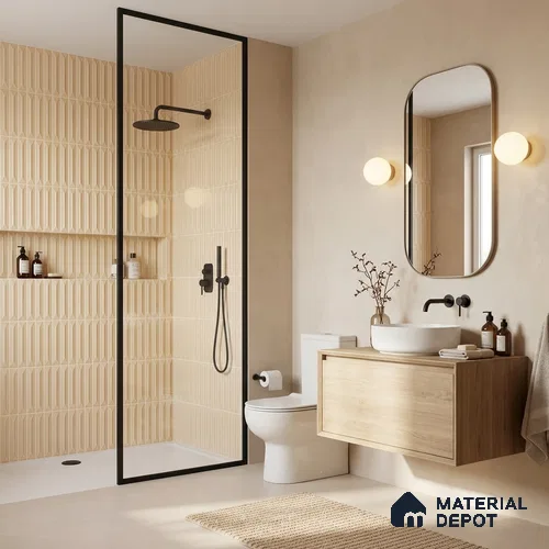 Faux Kitkat Subway Wall Tile TL 11309 Ivory Arrowline 1 ft x 1 ft Ceramic Glossy Finish Tile - 10 mm | Suitable For Bathroom, Dining Area, Kitchen Backsplash
