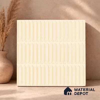 Faux Kitkat Subway Wall Tile TL 11309 Ivory Arrowline 1 ft x 1 ft Ceramic Glossy Finish Tile - 10 mm | Suitable For Bathroom, Dining Area, Kitchen Backsplash