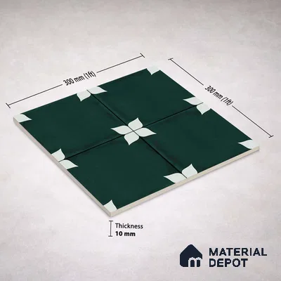 Moroccan Wall & Floor Athangudi Highlighter Tile TL 11183 Verdant Petal 1 ft x 1 ft Ceramic Matte Finish Tile - 10 mm | Suitable For Kitchen, Bathroom, Balcony