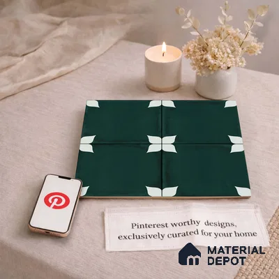 Moroccan Wall & Floor Athangudi Highlighter Tile TL 11183 Verdant Petal 1 ft x 1 ft Ceramic Matte Finish Tile - 10 mm | Suitable For Kitchen, Bathroom, Balcony