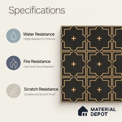 Moroccan Wall & Floor Tile TL 11106 Noir Trellis 1 ft x 1 ft Ceramic Matte Finish Tile - 10 mm | Suitable For Kitchen, Bathroom, Balcony