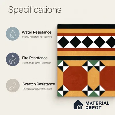 Moroccan Wall & Floor Carpet Border Tile TL 11162 Saffron Mosaic 1 ft x 1 ft Ceramic Matte Finish Tile - 10 mm | Suitable For Kitchen, Bathroom, Balcony