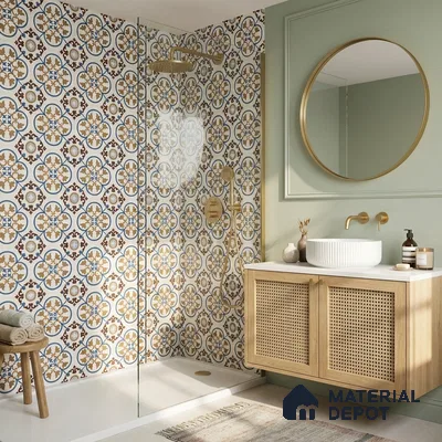 Moroccan Wall & Floor Tile TL 11105 Cordoba Fleur 1 ft x 1 ft Ceramic Matte Finish Tile - 10 mm | Suitable For Kitchen, Bathroom, Balcony