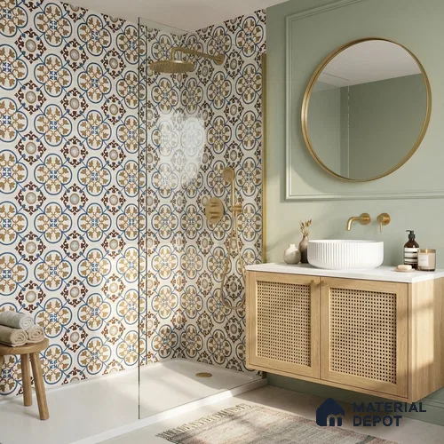 Moroccan Wall & Floor Tile TL 11105 Cordoba Fleur 1 ft x 1 ft Ceramic Matte Finish Tile - 10 mm | Suitable For Kitchen, Bathroom, Balcony