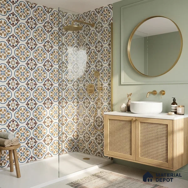 Moroccan Wall & Floor Tile TL 11105 Cordoba Fleur 1 ft x 1 ft Ceramic Matte Finish Tile - 10 mm | Suitable For Kitchen, Bathroom, Balcony