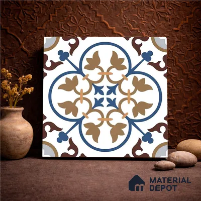 Moroccan Wall & Floor Tile TL 11105 Cordoba Fleur 1 ft x 1 ft Ceramic Matte Finish Tile - 10 mm | Suitable For Kitchen, Bathroom, Balcony
