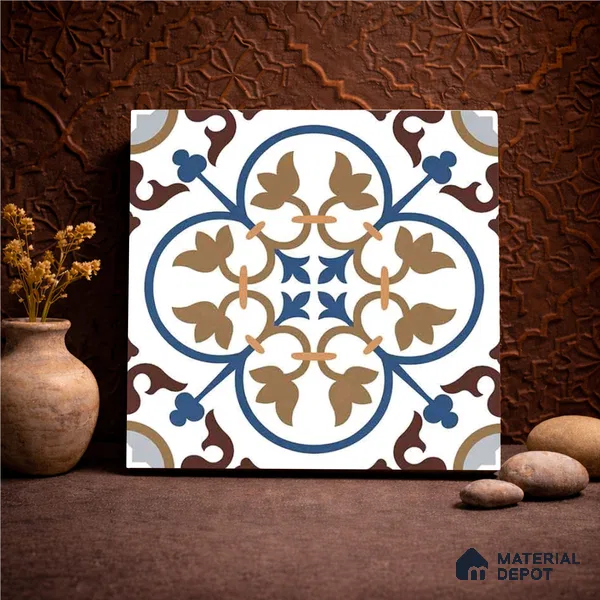Moroccan Wall & Floor Tile TL 11105 Cordoba Fleur 1 ft x 1 ft Ceramic Matte Finish Tile - 10 mm | Suitable For Kitchen, Bathroom, Balcony