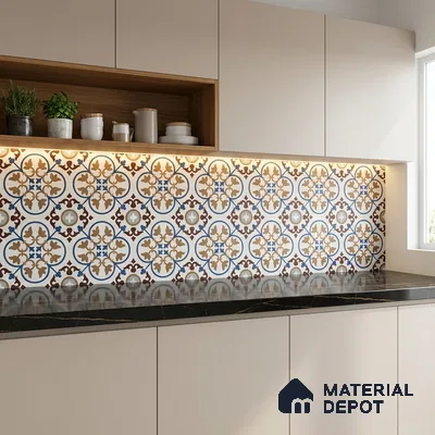 Moroccan Wall & Floor Tile TL 11105 Cordoba Fleur 1 ft x 1 ft Ceramic Matte Finish Tile - 10 mm | Suitable For Kitchen, Bathroom, Balcony