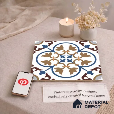 Moroccan Wall & Floor Tile TL 11105 Cordoba Fleur 1 ft x 1 ft Ceramic Matte Finish Tile - 10 mm | Suitable For Kitchen, Bathroom, Balcony