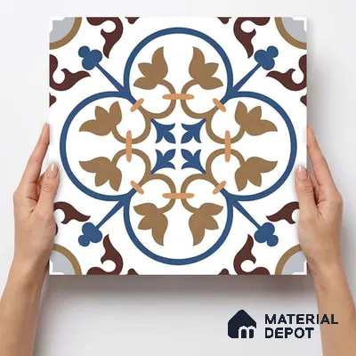 Moroccan Wall & Floor Tile TL 11105 Cordoba Fleur 1 ft x 1 ft Ceramic Matte Finish Tile - 10 mm | Suitable For Kitchen, Bathroom, Balcony