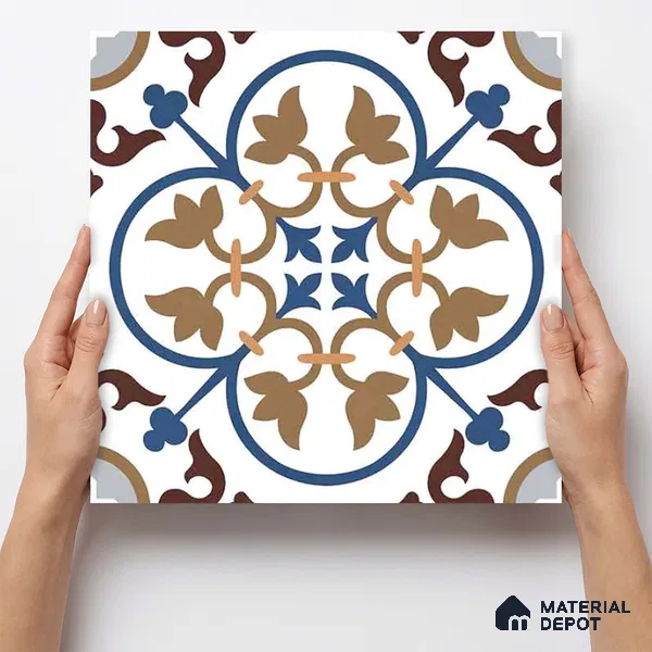 Moroccan Wall & Floor Tile TL 11105 Cordoba Fleur 1 ft x 1 ft Ceramic Matte Finish Tile - 10 mm | Suitable For Kitchen, Bathroom, Balcony