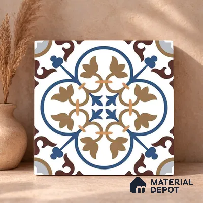 Moroccan Wall & Floor Tile TL 11105 Cordoba Fleur 1 ft x 1 ft Ceramic Matte Finish Tile - 10 mm | Suitable For Kitchen, Bathroom, Balcony