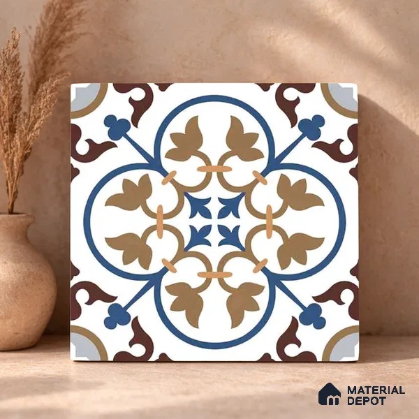 Moroccan Wall & Floor Tile TL 11105 Cordoba Fleur 1 ft x 1 ft Ceramic Matte Finish Tile - 10 mm | Suitable For Kitchen, Bathroom, Balcony