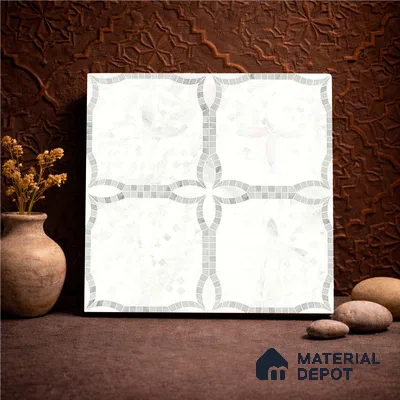 Moroccan Carving Wall & Floor Tile TL 11676 Frosted Arabesque 1 ft x 1 ft Ceramic Carving Matte Finish Tile - 10 mm | Suitable For Bathroom, Dining Area, Kitchen