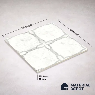 Moroccan Carving Wall & Floor Tile TL 11676 Frosted Arabesque 1 ft x 1 ft Ceramic Carving Matte Finish Tile - 10 mm | Suitable For Bathroom, Dining Area, Kitchen