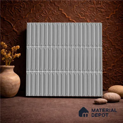 Faux Kitkat Subway Wall Tile TL 11308 Graphite Arrow 1 ft x 1 ft Ceramic Glossy Finish Tile - 10 mm | Suitable For Bathroom, Balcony & Kitchen Backsplash