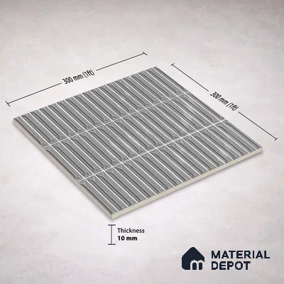Faux Kitkat Subway Wall Tile TL 11308 Graphite Arrow 1 ft x 1 ft Ceramic Glossy Finish Tile - 10 mm | Suitable For Bathroom, Balcony & Kitchen Backsplash