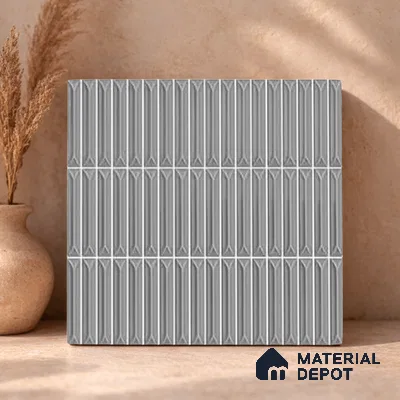Faux Kitkat Subway Wall Tile TL 11308 Graphite Arrow 1 ft x 1 ft Ceramic Glossy Finish Tile - 10 mm | Suitable For Bathroom, Balcony & Kitchen Backsplash