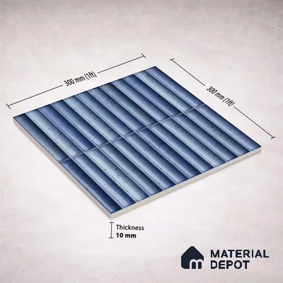 Faux Subway Wall Tile TL 11292 Indigo Ridge 1 ft x 1 ft Ceramic Glossy Finish Tile - 10 mm | Suitable For Bathroom, Dining Area, Kitchen Backsplash