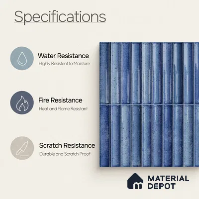 Faux Subway Wall Tile TL 11292 Indigo Ridge 1 ft x 1 ft Ceramic Glossy Finish Tile - 10 mm | Suitable For Bathroom, Dining Area, Kitchen Backsplash