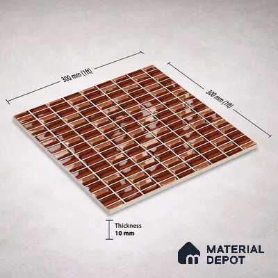 Faux Subway Wall Tile TL 11325 Bronze Prism 1 ft x 1 ft Ceramic Glossy Finish Tile - 10 mm | Suitable For Bathroom, Dining Area, Kitchen Backsplash