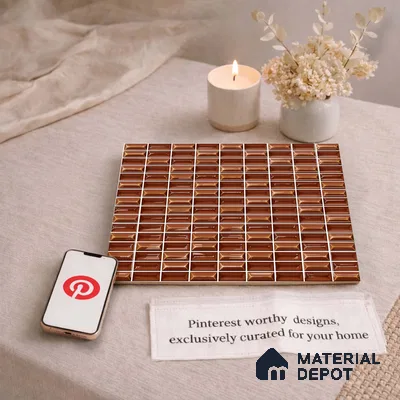Faux Subway Wall Tile TL 11325 Bronze Prism 1 ft x 1 ft Ceramic Glossy Finish Tile - 10 mm | Suitable For Bathroom, Dining Area, Kitchen Backsplash