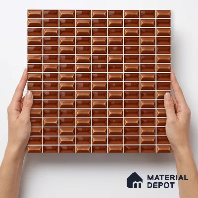 Faux Subway Wall Tile TL 11325 Bronze Prism 1 ft x 1 ft Ceramic Glossy Finish Tile - 10 mm | Suitable For Bathroom, Dining Area, Kitchen Backsplash