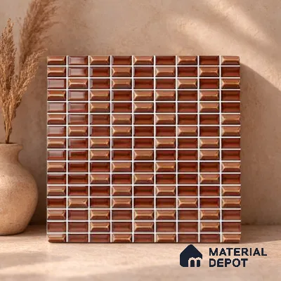 Faux Subway Wall Tile TL 11325 Bronze Prism 1 ft x 1 ft Ceramic Glossy Finish Tile - 10 mm | Suitable For Bathroom, Dining Area, Kitchen Backsplash