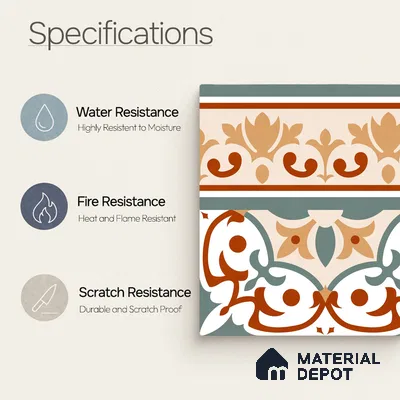 Moroccan Wall & Floor Carpet Border Tile TL 11168 Verdant Baroque 1 ft x 1 ft Ceramic Matte Finish Tile - 10 mm | Suitable For Kitchen, Bathroom, Balcony