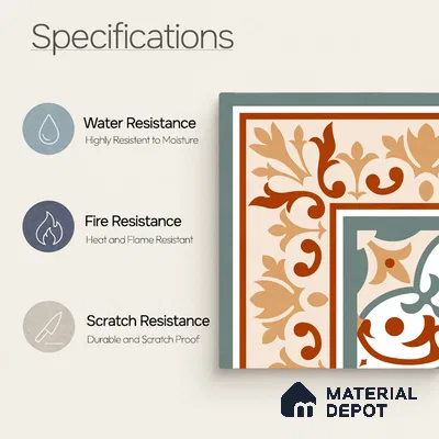Moroccan Wall & Floor Carpet Corner Tile TL 11169 Terracotta Fleur 1 ft x 1 ft Ceramic Matte Finish Tile - 10 mm | Suitable For Kitchen, Bathroom, Balcony